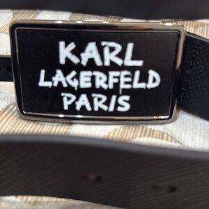 Karl Lagerfeld Black Leather Belt